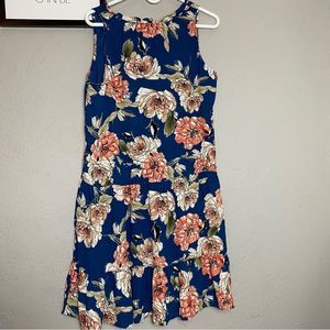 Sanctuary Blue and Orange floral swing babydoll boho mini dress M